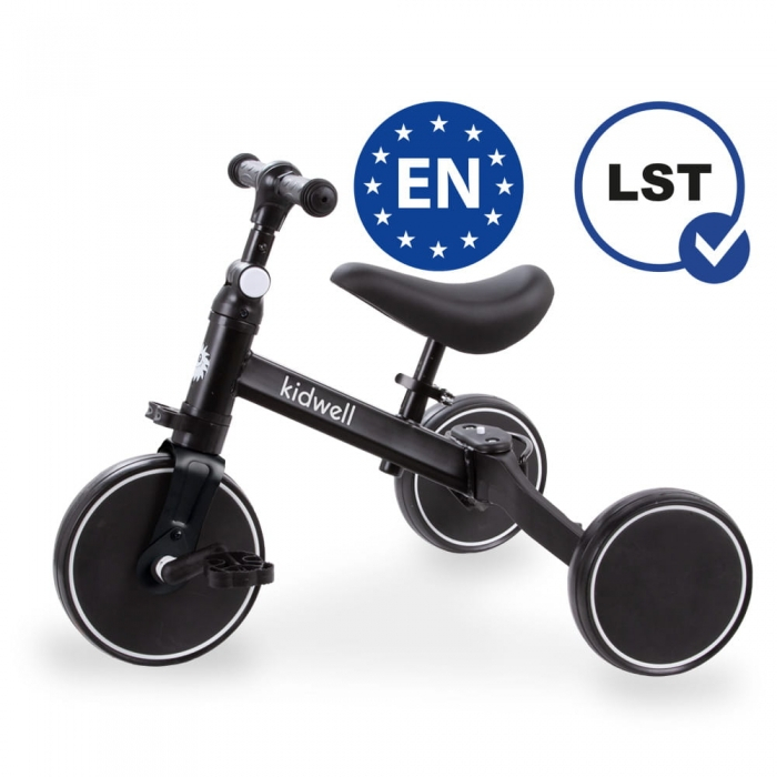 Tricicleta cu pedale 3 in 1 Kidwell Pico - Total Black 2 ani+ [5]