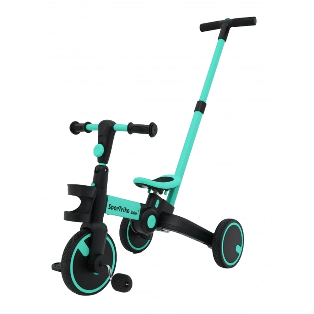 Tricicleta cu pedale 3 in 1 si roti din cauciuc SporTrike - Albastru [1]