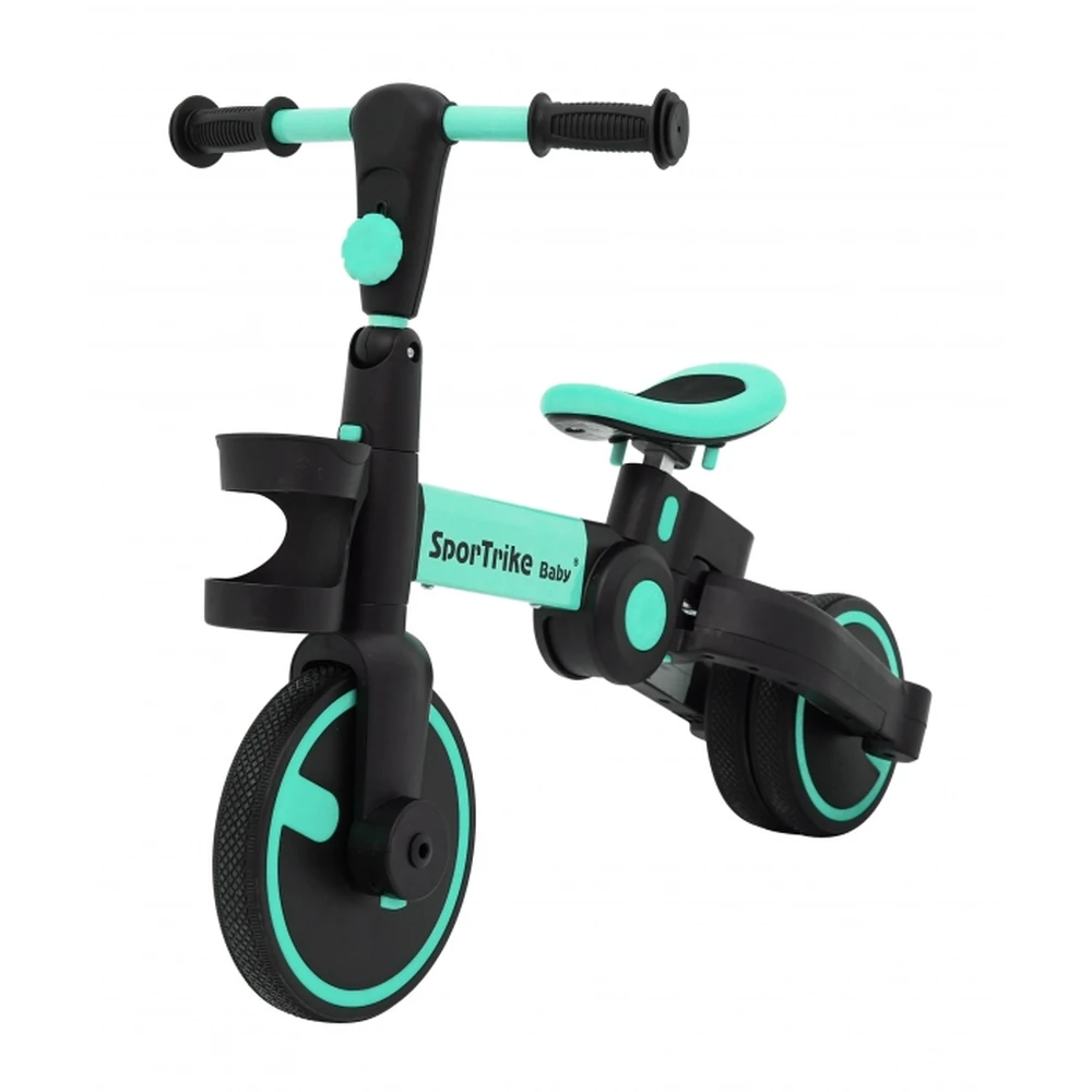 Tricicleta cu pedale 3 in 1 si roti din cauciuc SporTrike - Albastru [10]