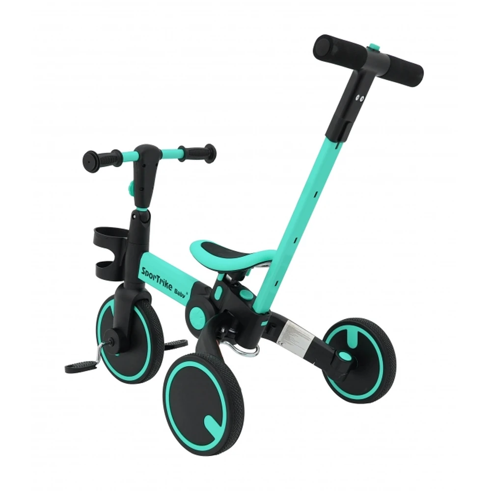 Tricicleta cu pedale 3 in 1 si roti din cauciuc SporTrike - Albastru [2]