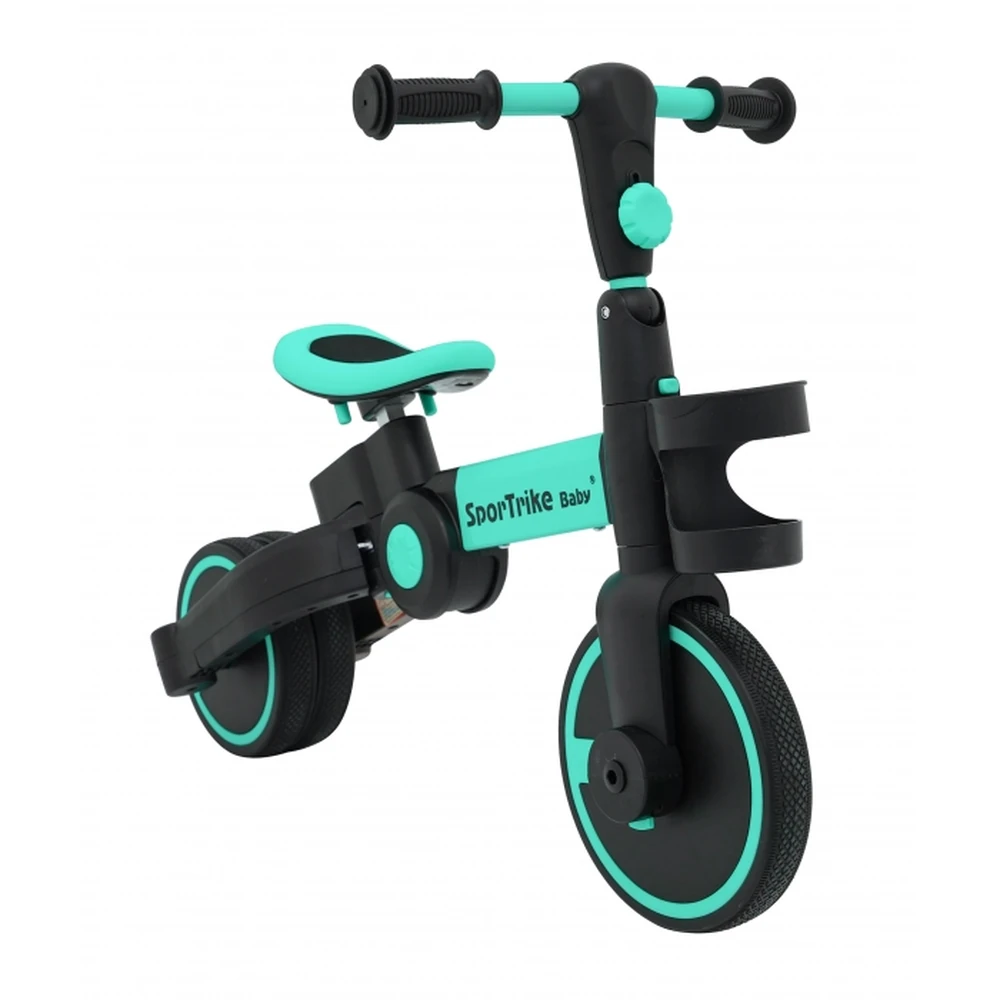 Tricicleta cu pedale 3 in 1 si roti din cauciuc SporTrike - Albastru [4]