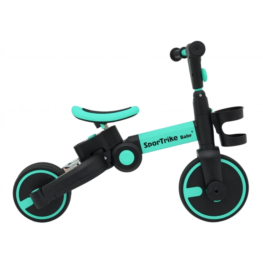 Tricicleta cu pedale 3 in 1 si roti din cauciuc SporTrike - Albastru [12]