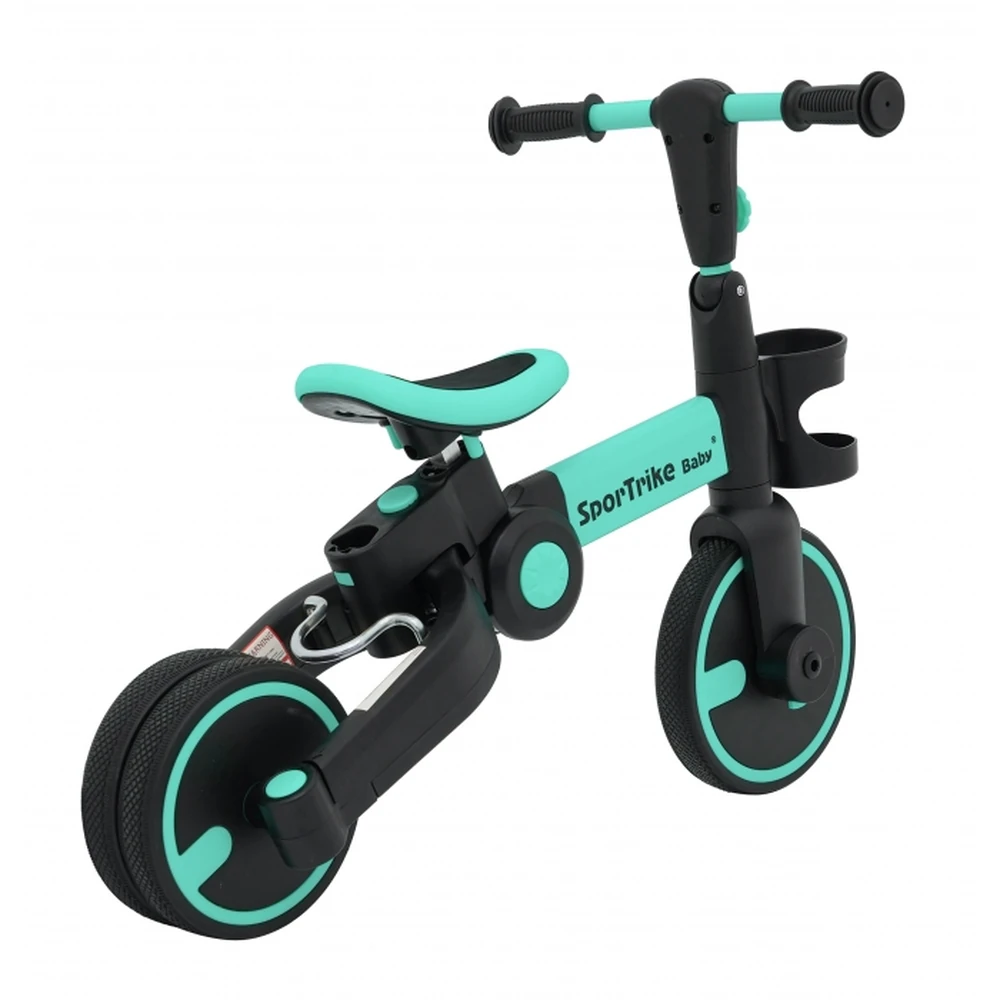 Tricicleta cu pedale 3 in 1 si roti din cauciuc SporTrike - Albastru [11]