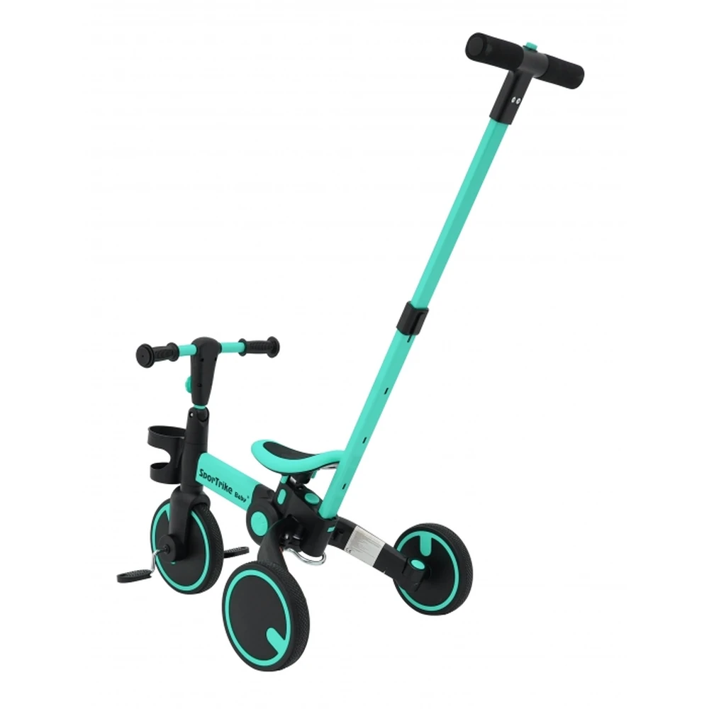 Tricicleta cu pedale 3 in 1 si roti din cauciuc SporTrike - Albastru [13]