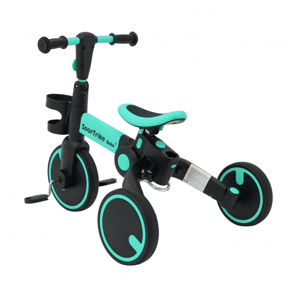 Tricicleta cu pedale 3 in 1 si roti din cauciuc SporTrike - Albastru [19]