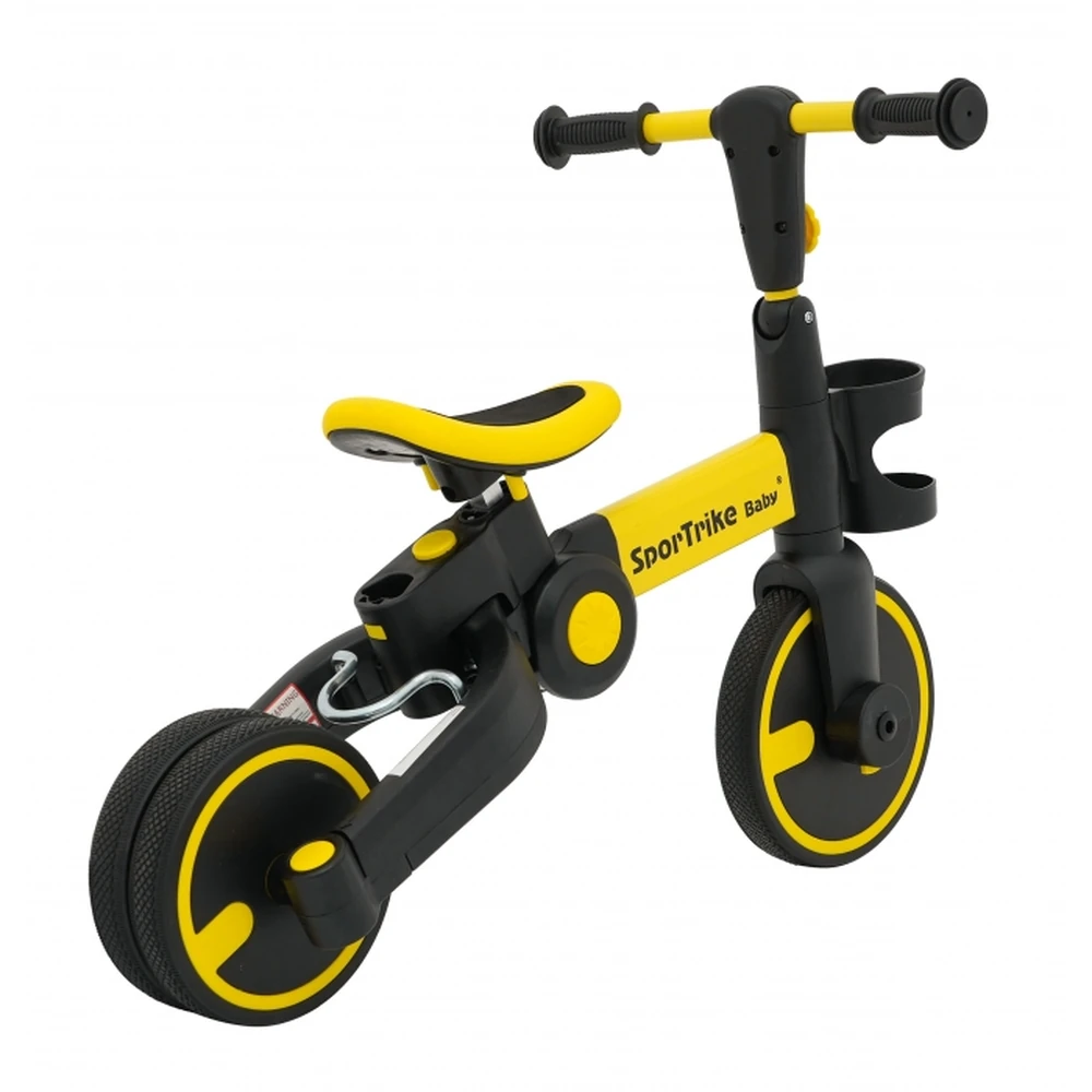 Tricicleta cu pedale 3 in 1 si roti din cauciuc SporTrike - Galben [11]