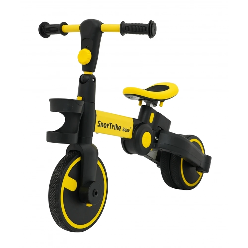 Tricicleta cu pedale 3 in 1 si roti din cauciuc SporTrike - Galben [10]