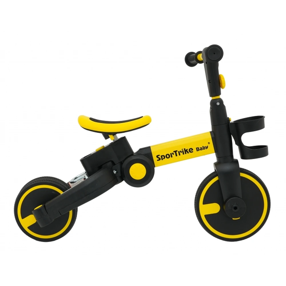 Tricicleta cu pedale 3 in 1 si roti din cauciuc SporTrike - Galben [12]