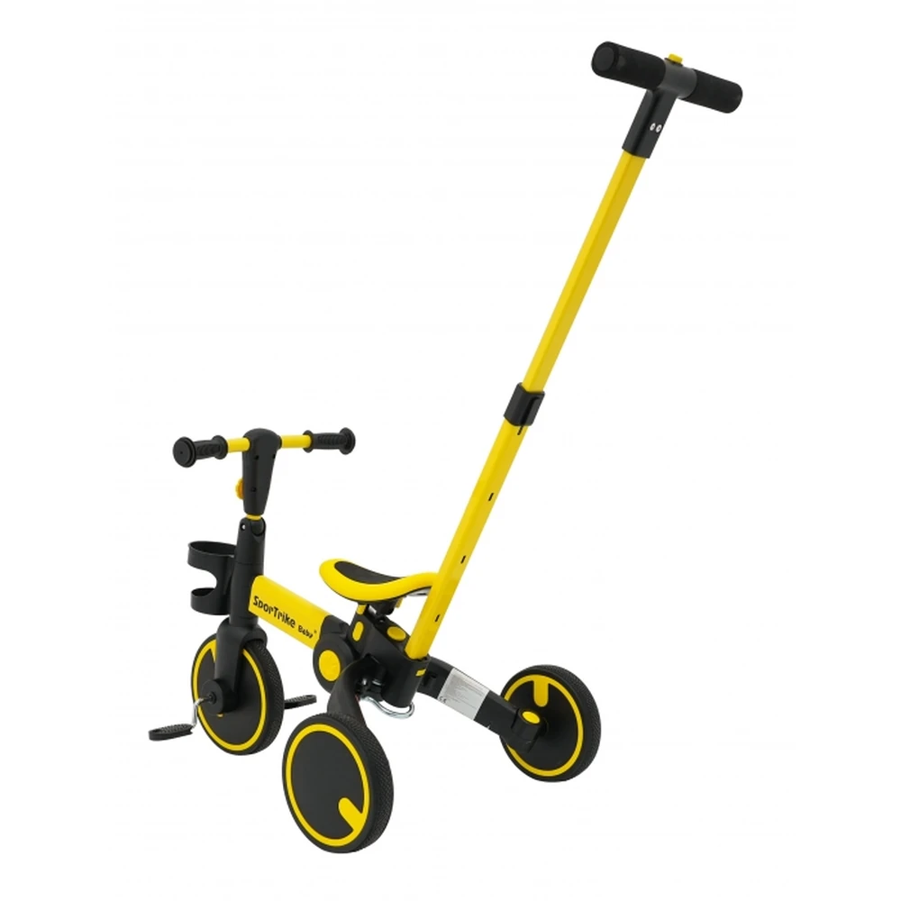 Tricicleta cu pedale 3 in 1 si roti din cauciuc SporTrike - Galben [15]