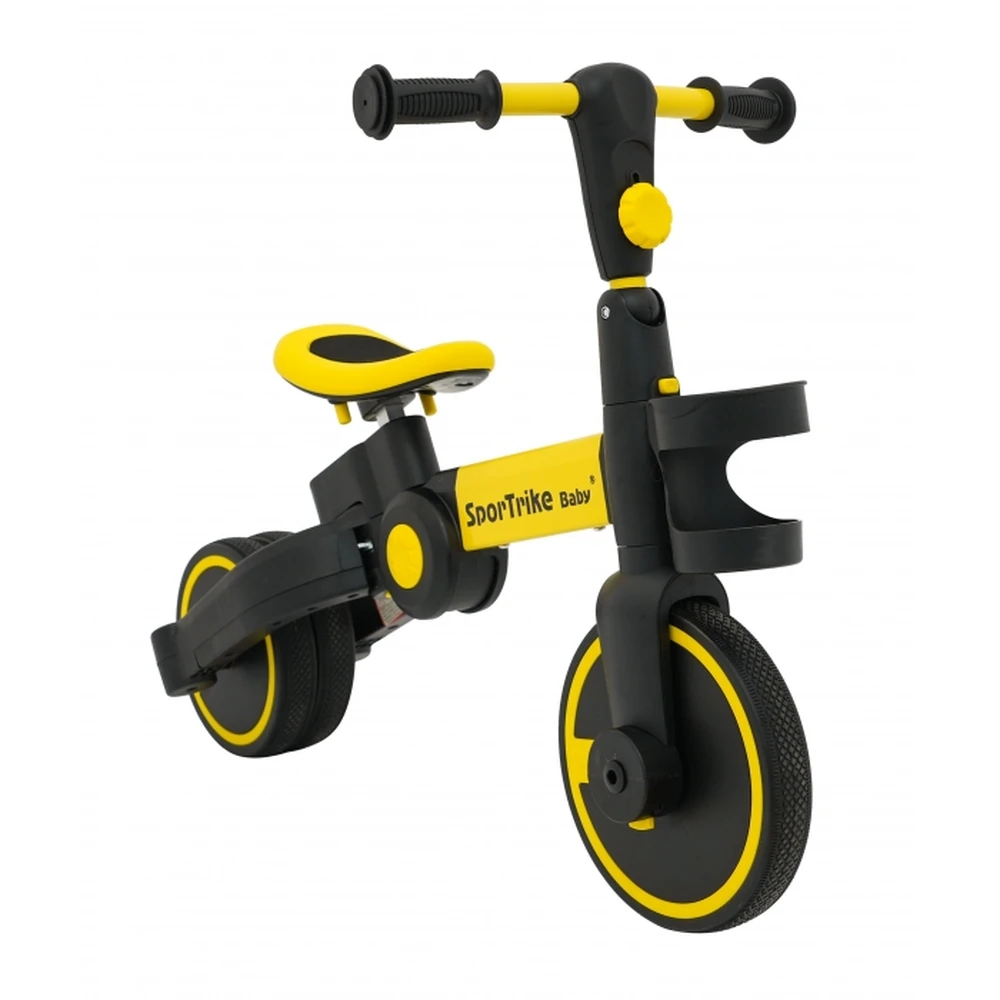 Tricicleta cu pedale 3 in 1 si roti din cauciuc SporTrike - Galben [13]
