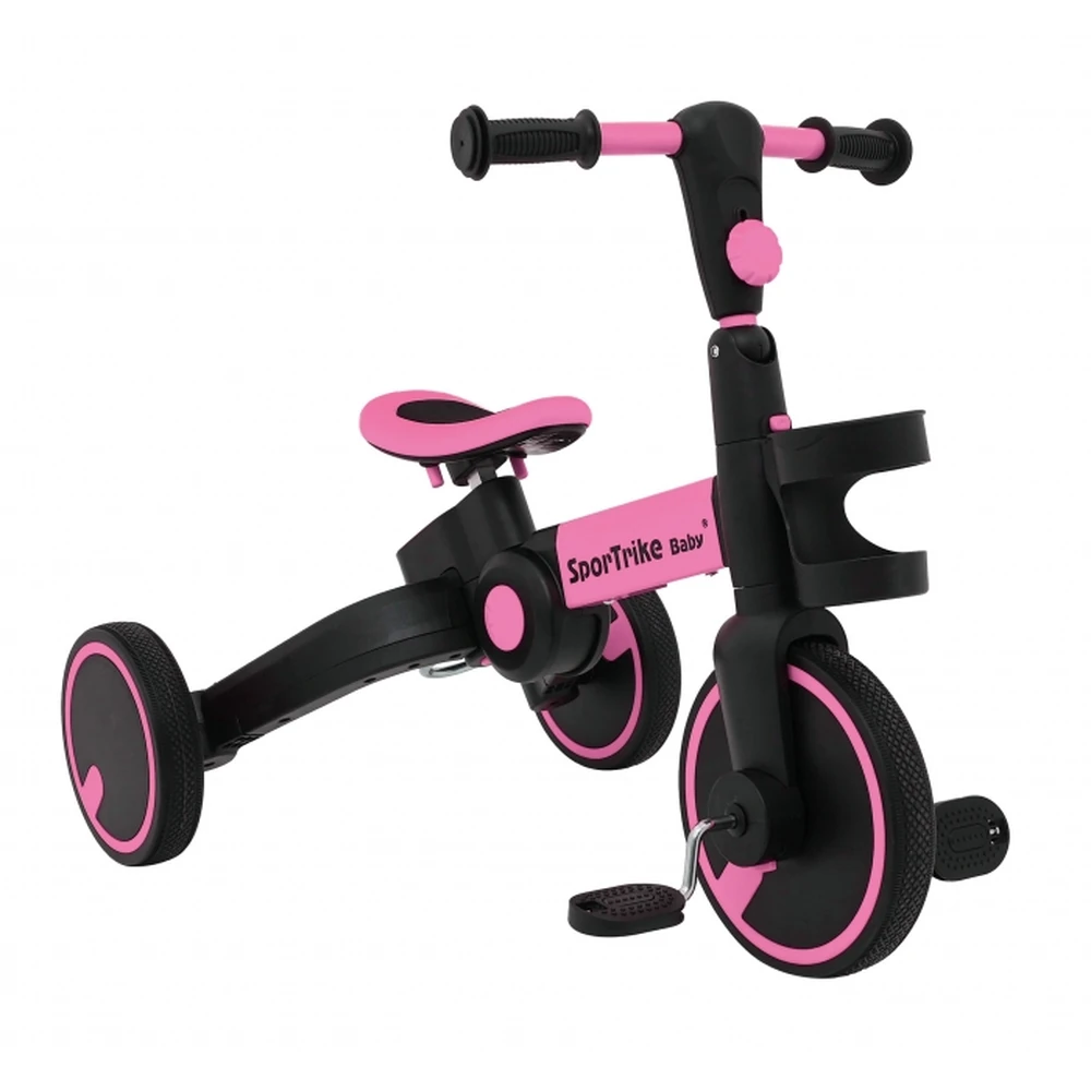 Tricicleta cu pedale 3 in 1 si roti din cauciuc SporTrike - Roz [4]
