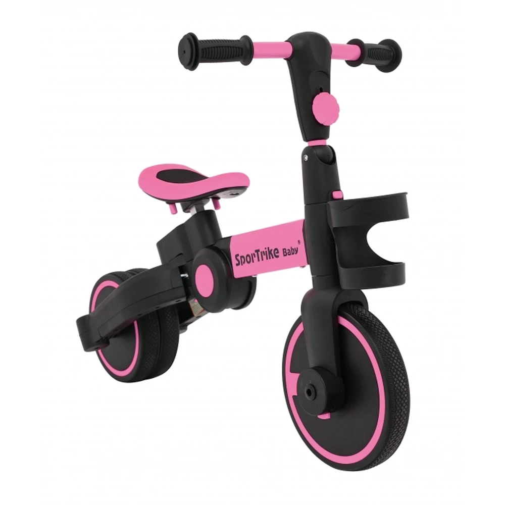 Tricicleta cu pedale 3 in 1 si roti din cauciuc SporTrike - Roz [12]