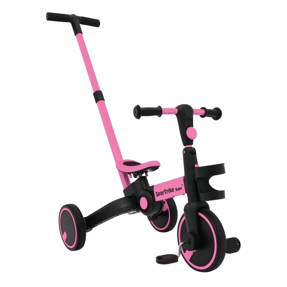 Tricicleta cu pedale 3 in 1 si roti din cauciuc SporTrike - Roz [18]