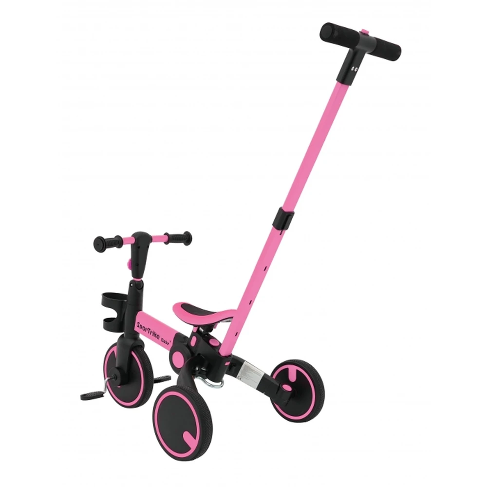 Tricicleta cu pedale 3 in 1 si roti din cauciuc SporTrike - Roz [13]