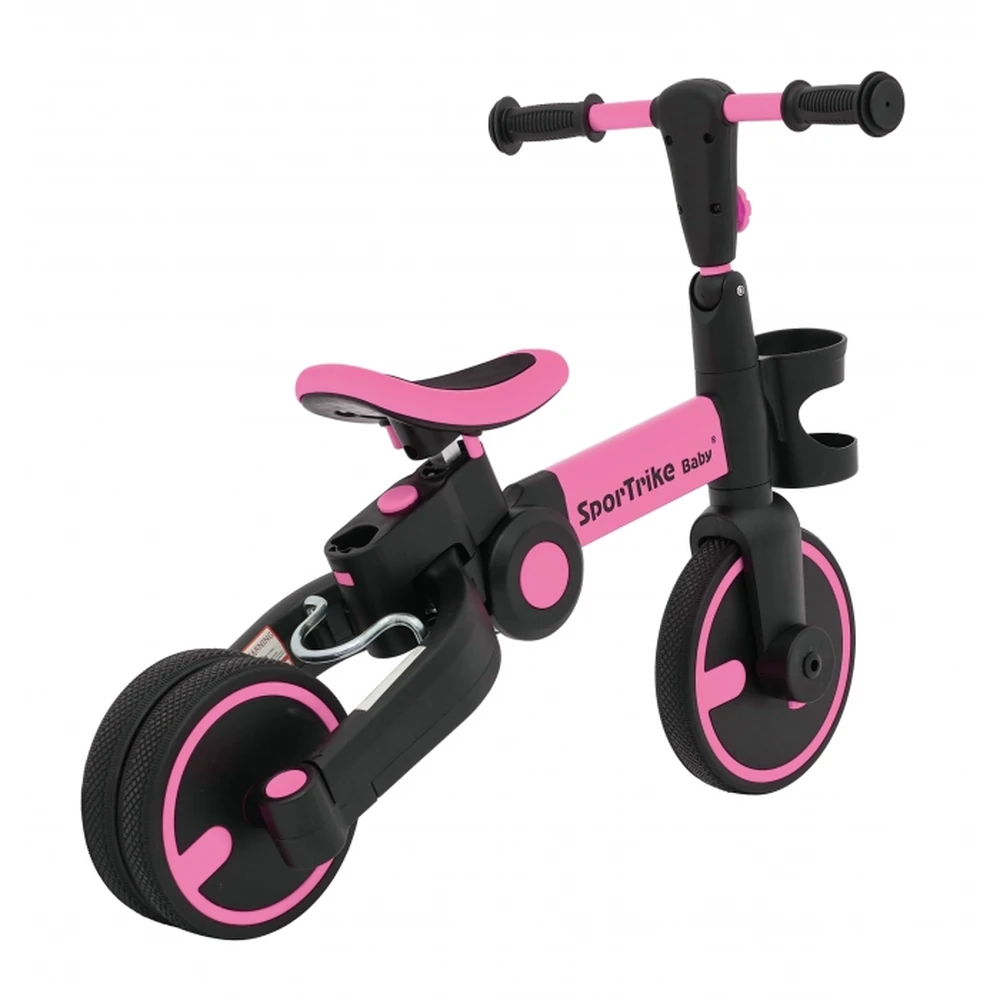 Tricicleta cu pedale 3 in 1 si roti din cauciuc SporTrike - Roz [10]