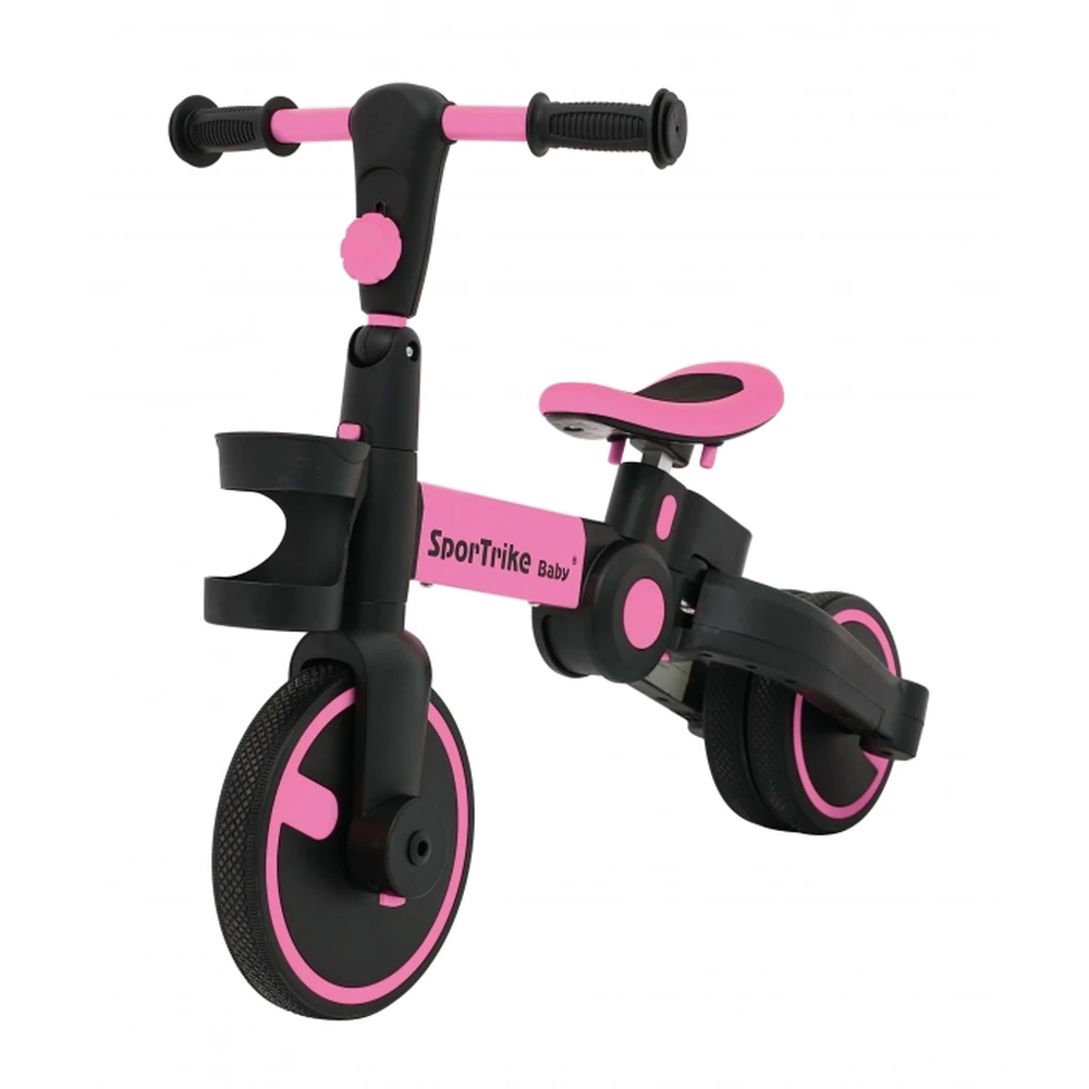 Tricicleta cu pedale 3 in 1 si roti din cauciuc SporTrike - Roz [9]