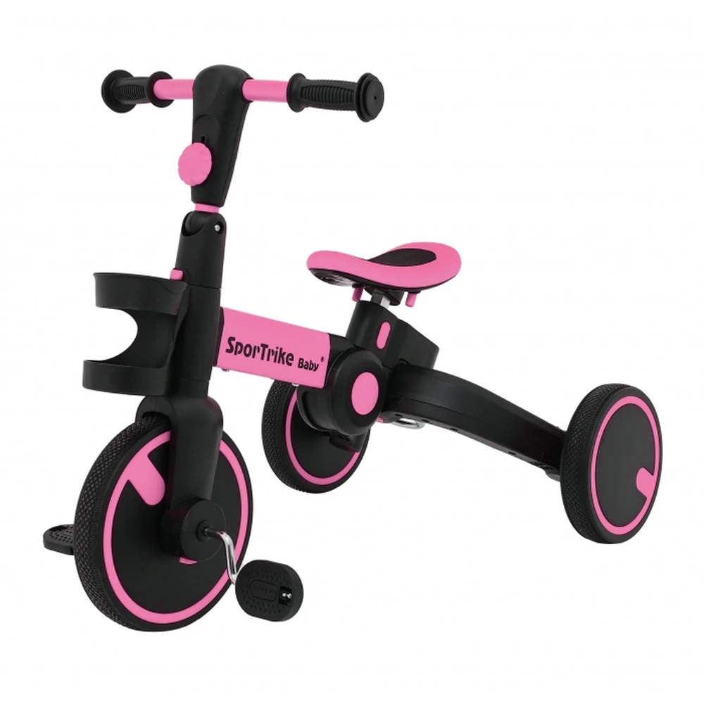 Tricicleta cu pedale 3 in 1 si roti din cauciuc SporTrike - Roz [3]