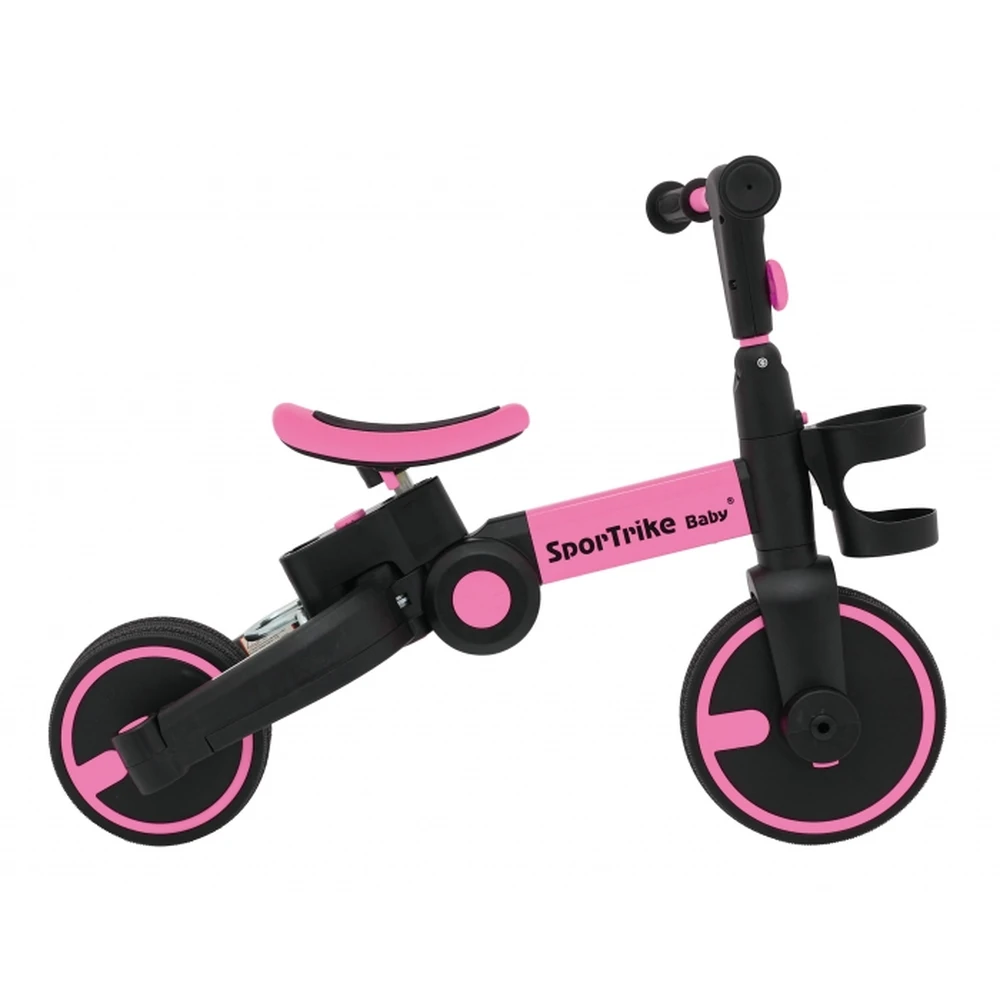 Tricicleta cu pedale 3 in 1 si roti din cauciuc SporTrike - Roz [11]