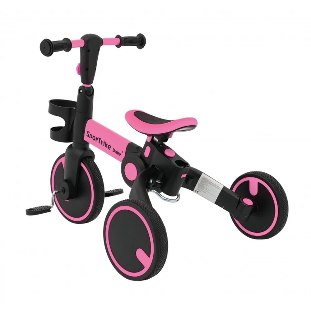 Tricicleta cu pedale 3 in 1 si roti din cauciuc SporTrike - Roz [19]