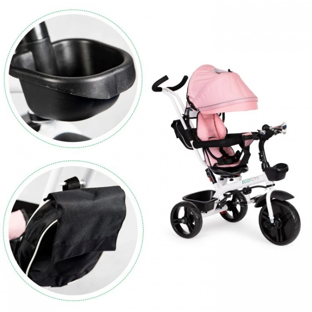 Tricicleta cu sezut reversibil Ecotoys - Roz [8]
