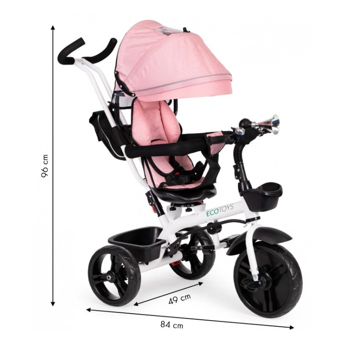Tricicleta cu sezut reversibil Ecotoys - Roz [8]