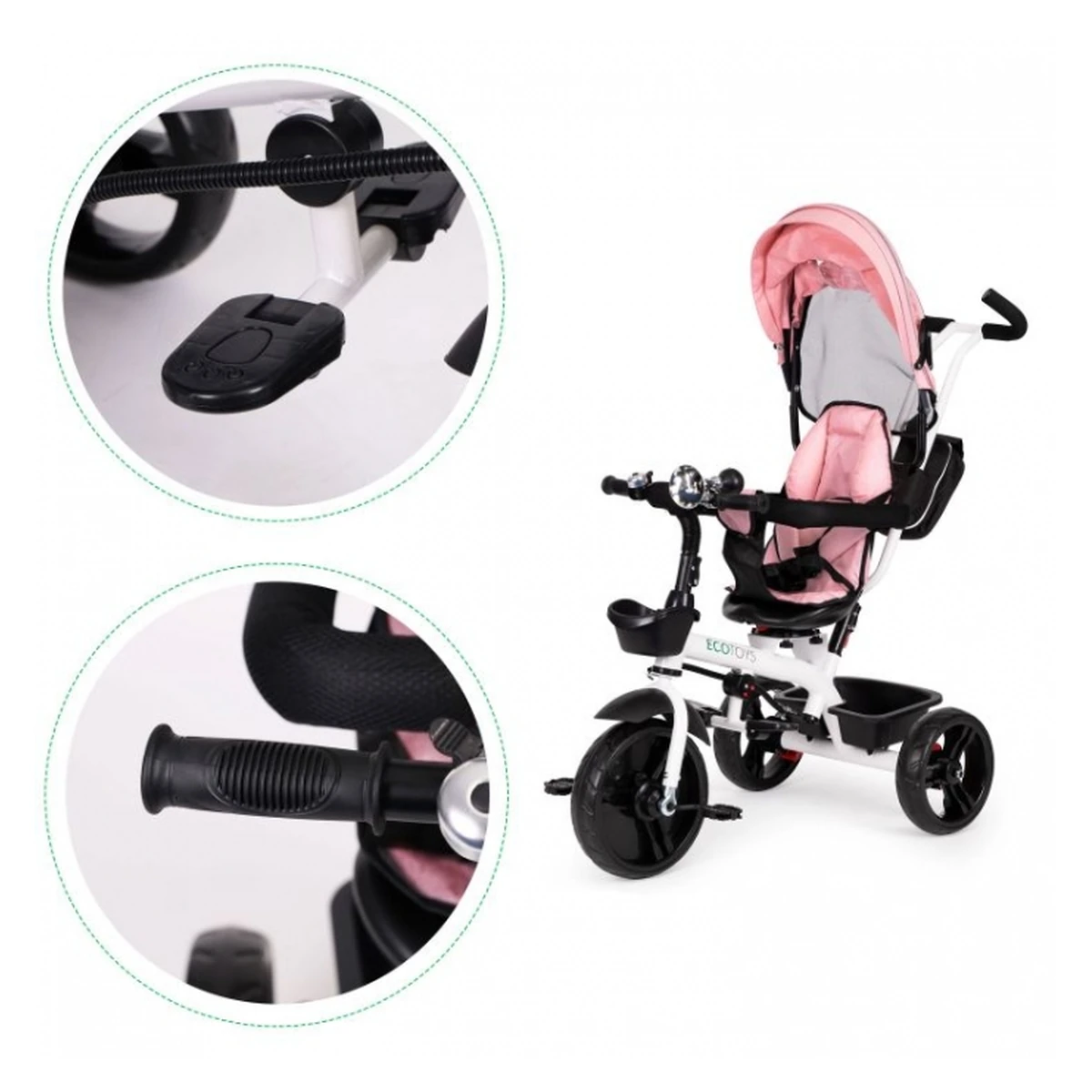 Tricicleta cu sezut reversibil Ecotoys - Roz [6]
