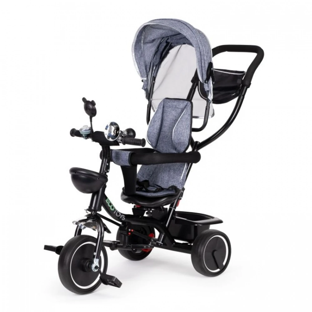 Tricicleta Ecotoys JM-066-9 Gri cu sezut rotativ 360° [2]