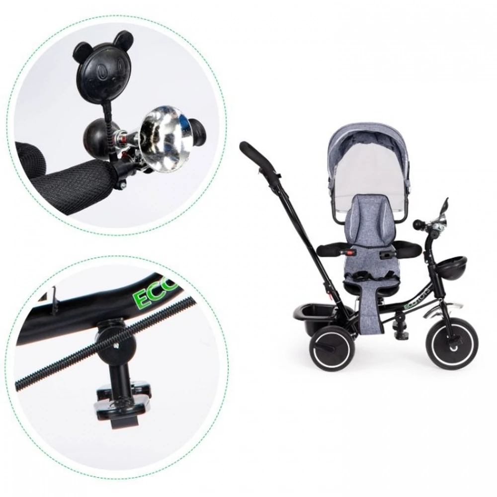 Tricicleta Ecotoys JM-066-9 Gri cu sezut rotativ 360° [6]
