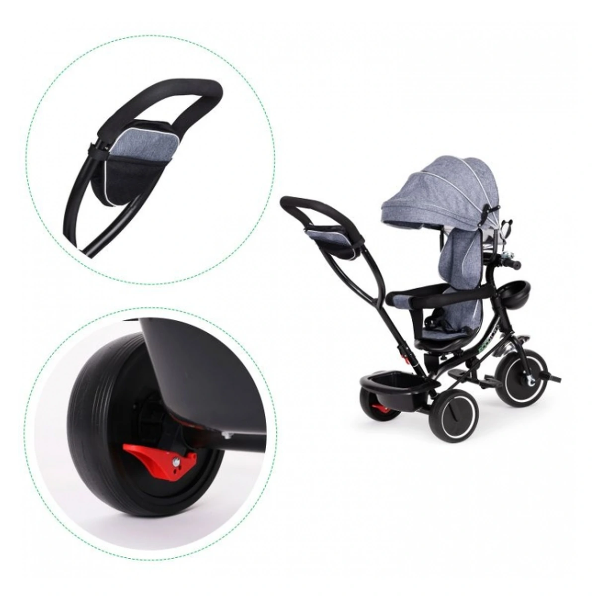 Tricicleta Ecotoys JM-066-9 Gri cu sezut rotativ 360° [6]