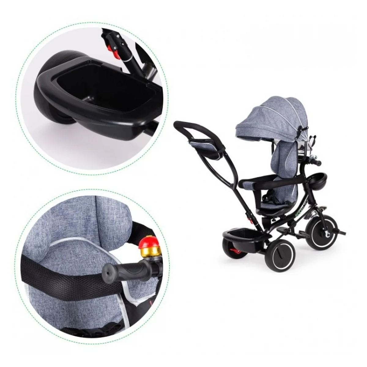 Tricicleta Ecotoys JM-066-9 Gri cu sezut rotativ 360° [5]