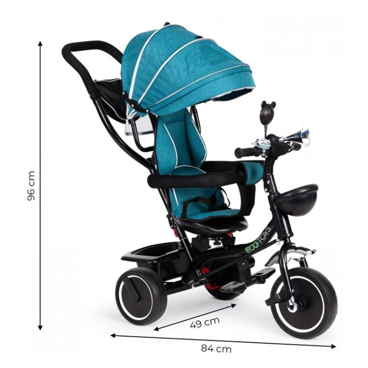 Tricicleta rotativa Ecotoys JM-066-9 Verde cu roti EVA [9]