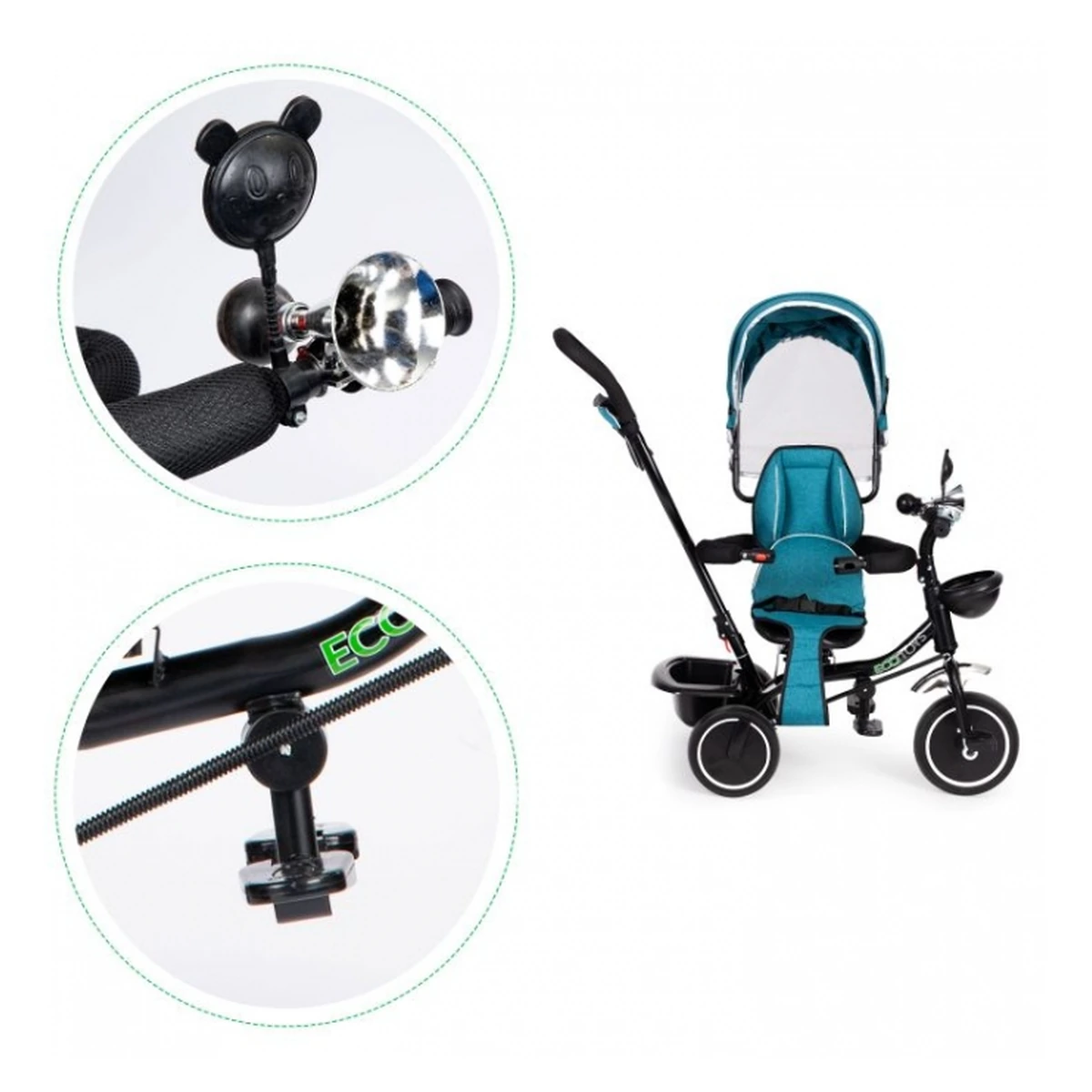 Tricicleta rotativa Ecotoys JM-066-9 Verde cu roti EVA [8]