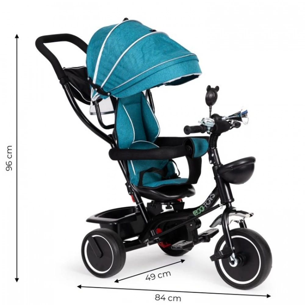 Tricicleta rotativa Ecotoys JM-066-9 Verde cu roti EVA [3]