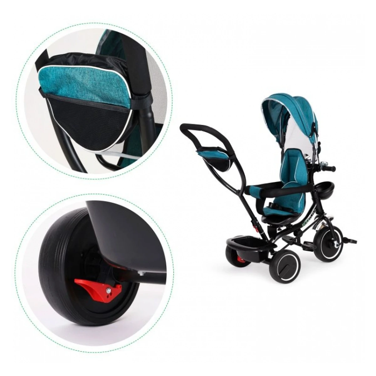 Tricicleta rotativa Ecotoys JM-066-9 Verde cu roti EVA [7]