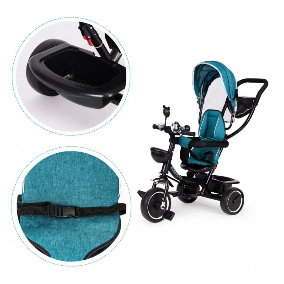 Tricicleta rotativa Ecotoys JM-066-9 Verde cu roti EVA [3]