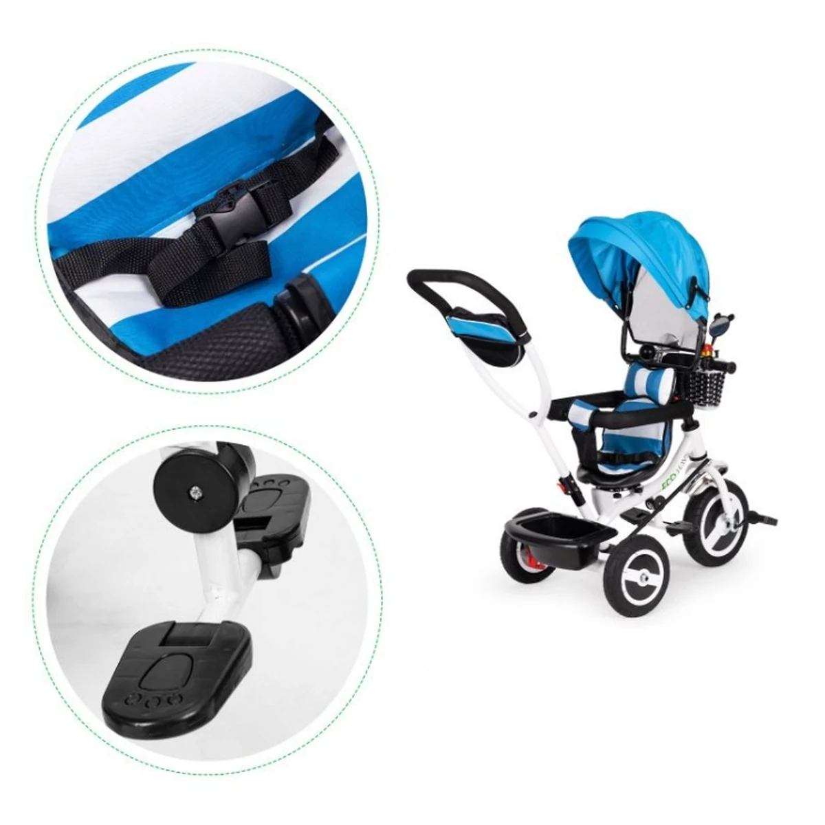 Tricicleta cu sezut rotativ Ecotoys JM-066-9L Albastru [6]