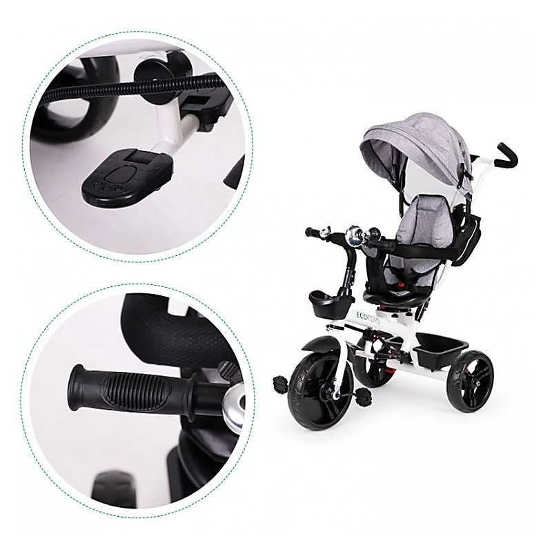 Tricicleta Ecotoys cu sezut reversibil - Gri [8]
