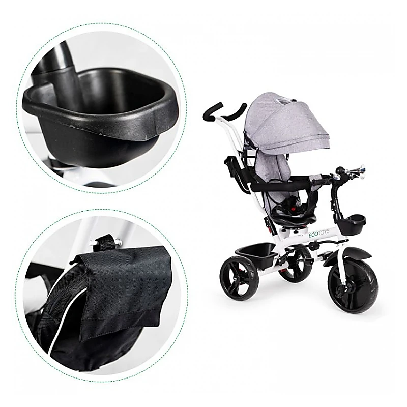 Tricicleta Ecotoys cu sezut reversibil - Gri [7]