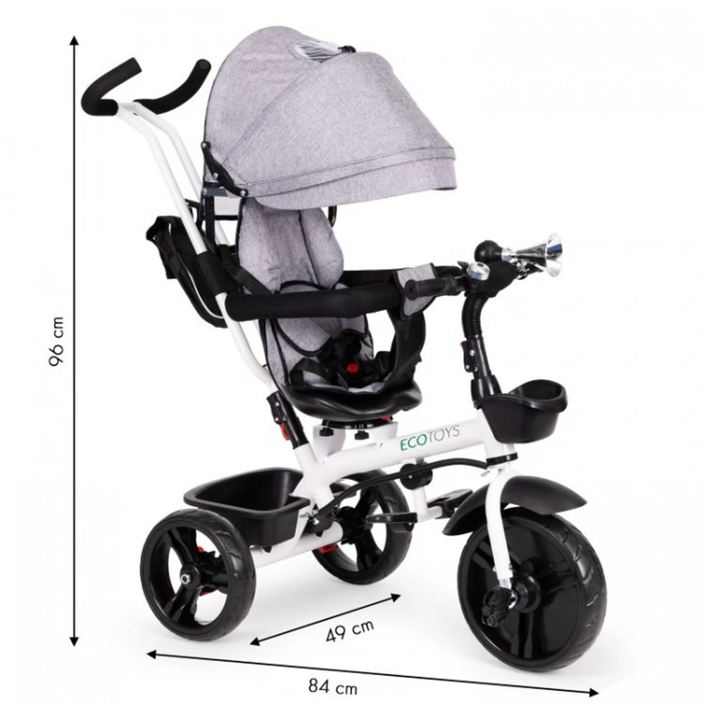 Tricicleta Ecotoys cu sezut reversibil - Gri [8]