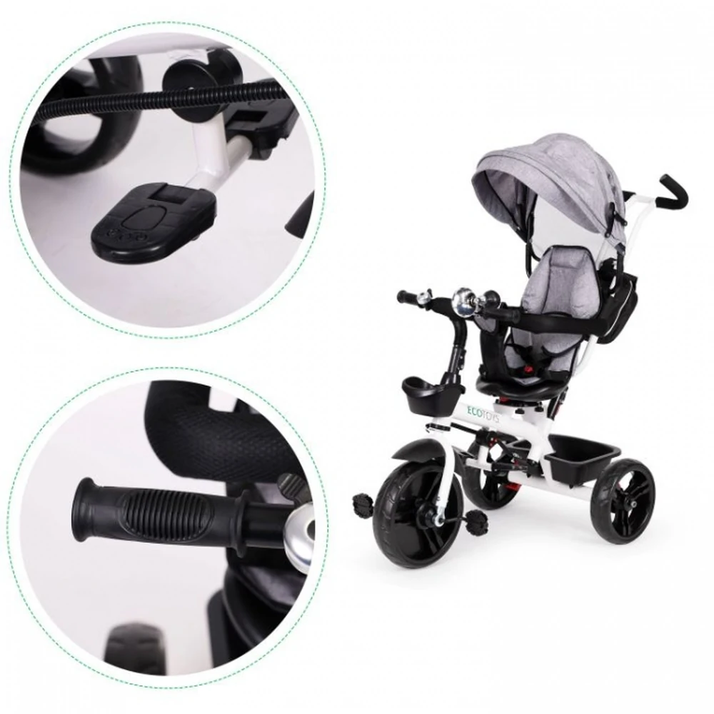 Tricicleta Ecotoys cu sezut reversibil - Gri [5]