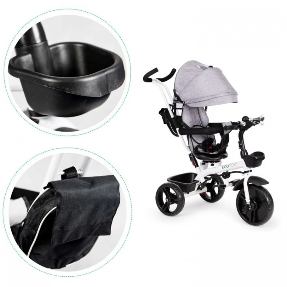 Tricicleta Ecotoys cu sezut reversibil - Gri [6]