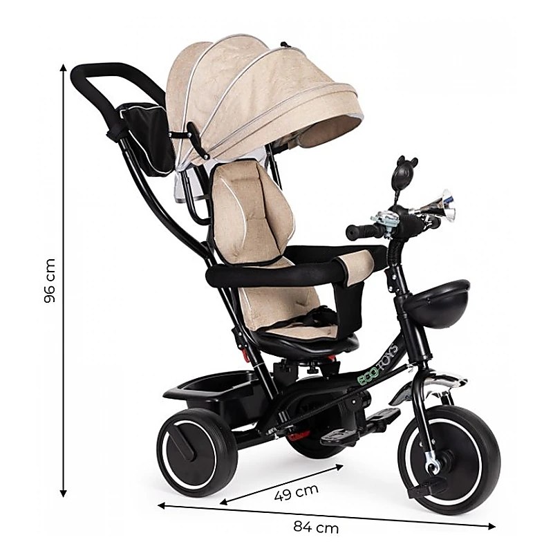 Tricicleta Ecotoys, cu sezut rotativ, JM-066-9 - Bej [9]
