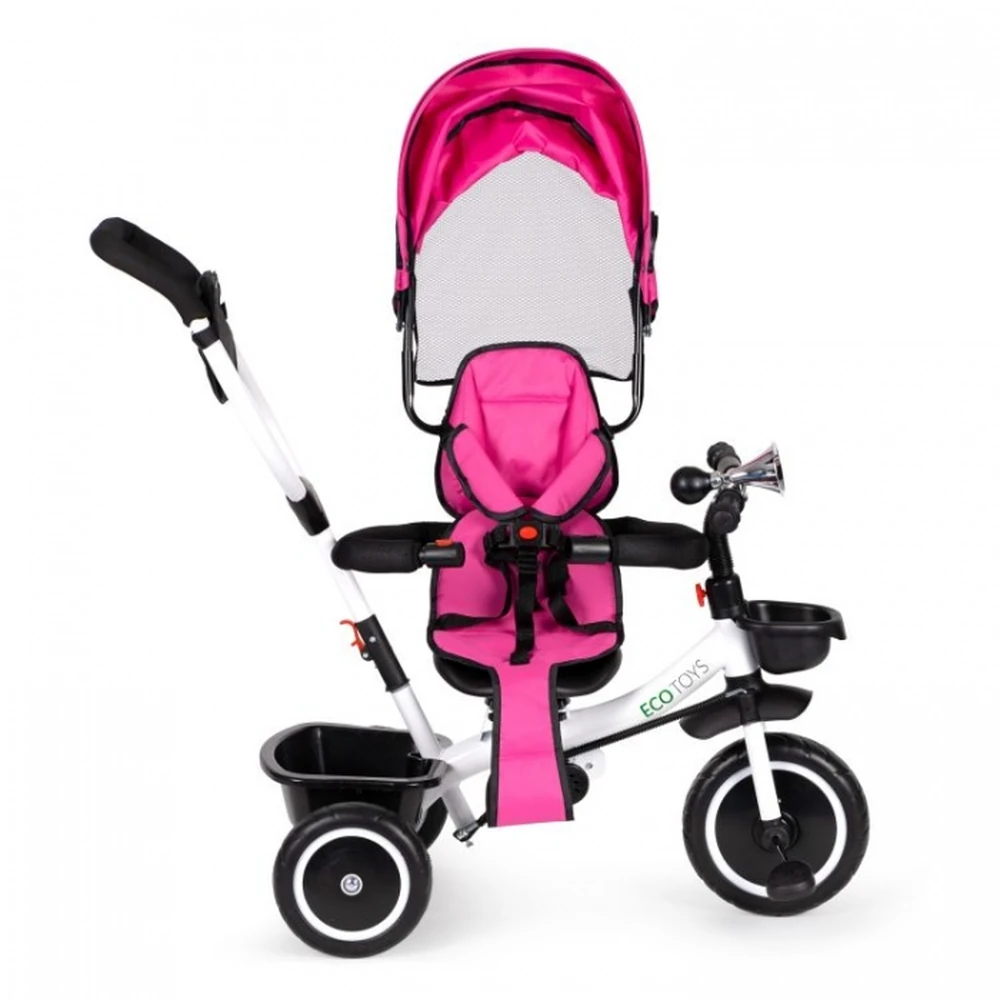 Tricicleta Ecotoys, functie rotire 360° - Roz [4]