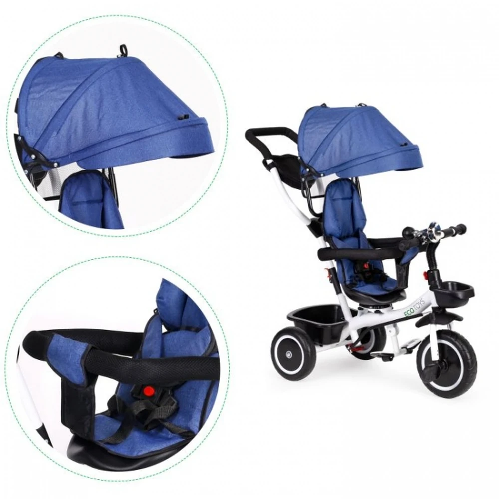 Tricicleta Ecotoys, functie rotire 360° - Albastru [5]