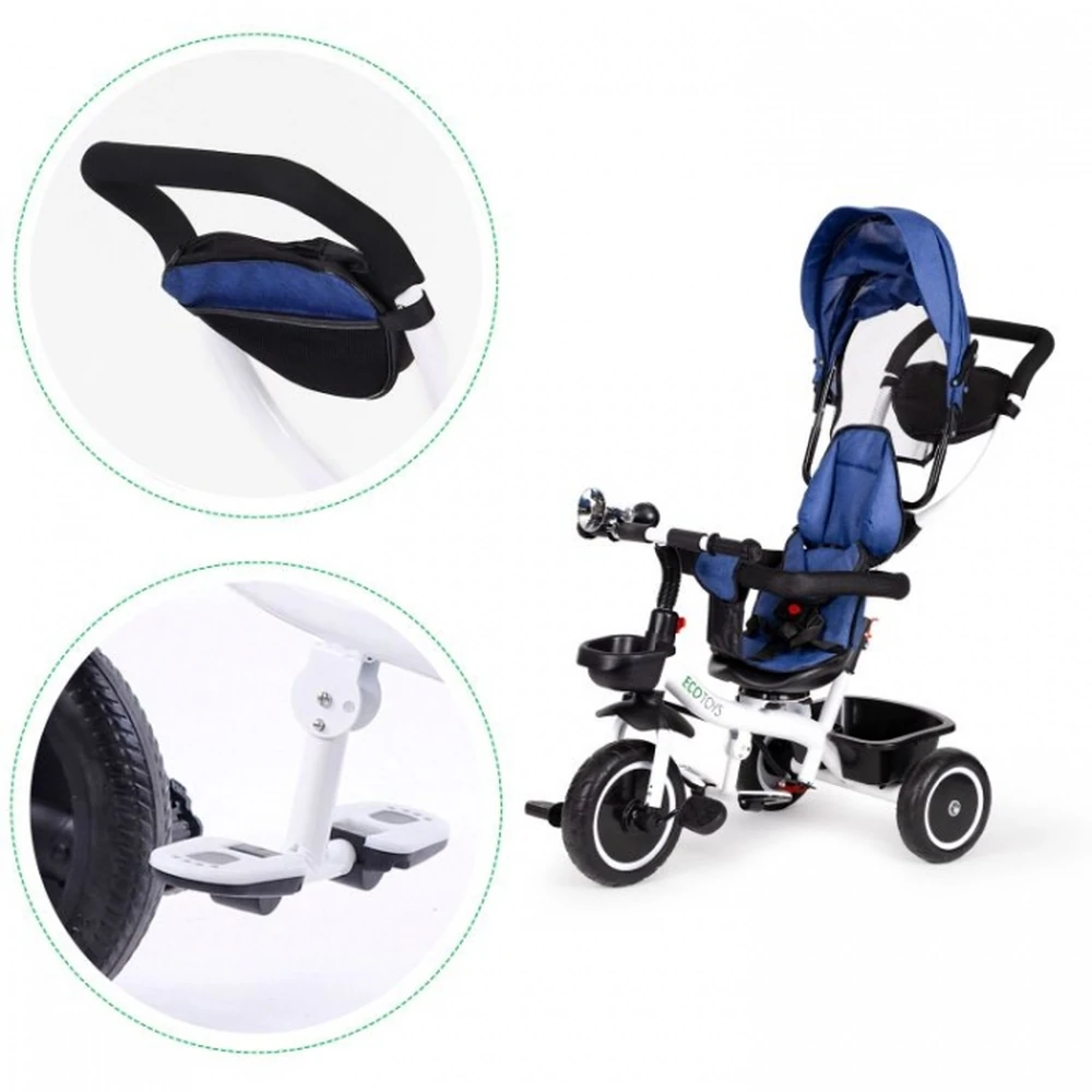 Tricicleta Ecotoys, functie rotire 360° - Albastru [6]