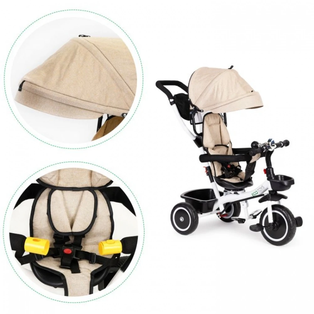 Tricicleta Ecotoys, functie rotire 360° - Bej [7]