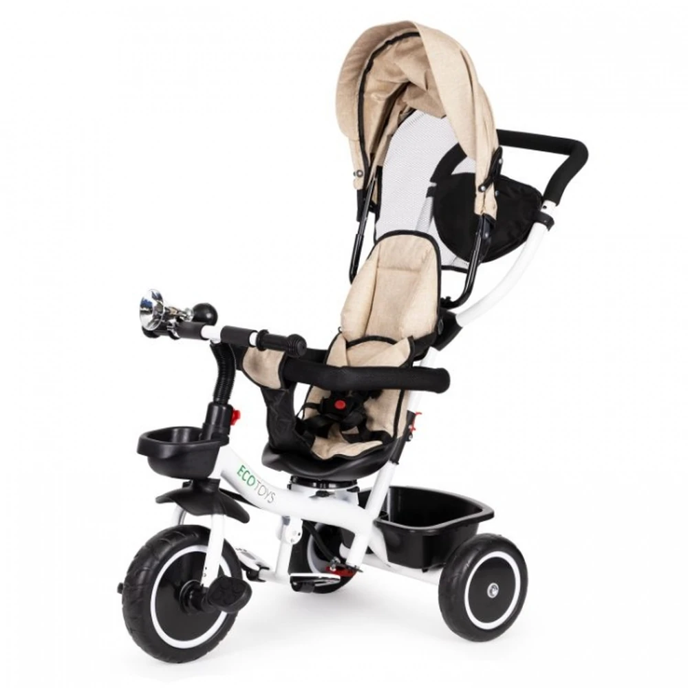Tricicleta Ecotoys, functie rotire 360° - Bej [3]