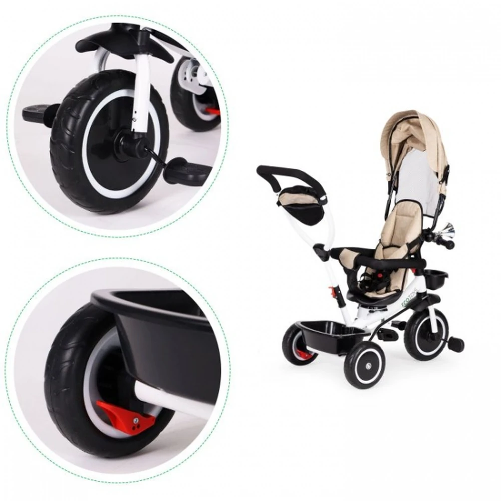 Tricicleta Ecotoys, functie rotire 360° - Bej [6]