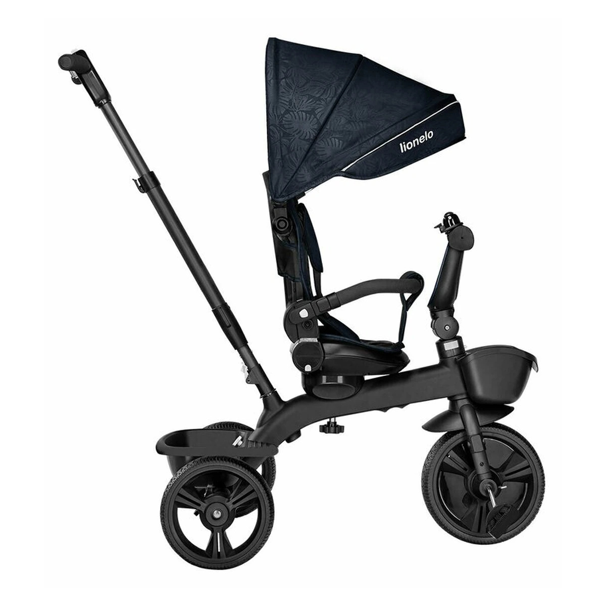 Lionelo - Tricicleta Kori, Cu suport de picioare, Control al directiei, Scaun reversibil, Rotire 360 grade, Pliabila, Conform cu standardul european de securitate EN71, Blue Navy [10]