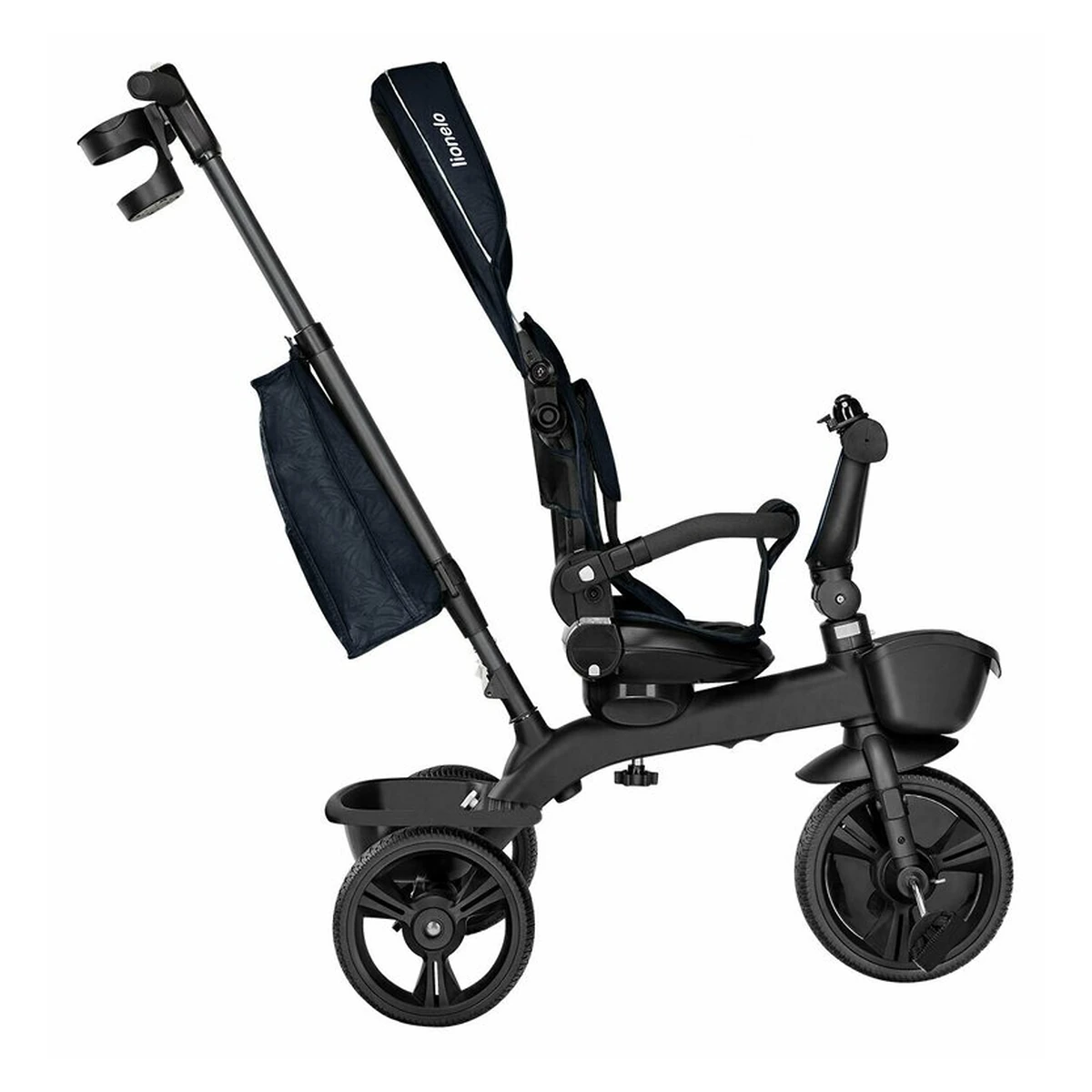 Lionelo - Tricicleta Kori, Cu suport de picioare, Control al directiei, Scaun reversibil, Rotire 360 grade, Pliabila, Conform cu standardul european de securitate EN71, Blue Navy [17]